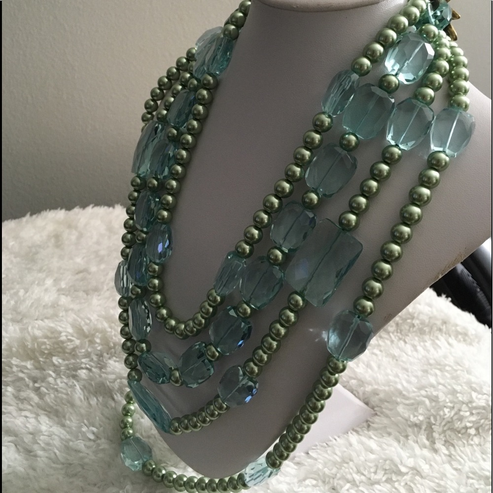 Heidi Daus Facetted Aqua Glass & Pearls Necklace - Picture 4 of 13